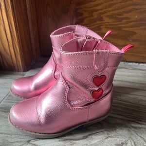 Old Navy Shiny Pink Kids Boots with Heart Accents